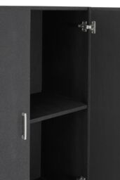 Orsina Contemporary Black Faux Shark Skin Small Cabinet, Compact Design Display Cabinet, Functional Side Cabinet - thumbnail 5
