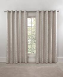 New Edge Blinds Harrow Lined Eyelet Jacquard Curtains in Cream - Size: 168 cm width x 183 cm drop - thumbnail 2