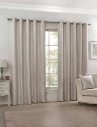New Edge Blinds Harrow Lined Eyelet Jacquard Curtains in Cream - Size: 168 cm width x 183 cm drop - thumbnail 4