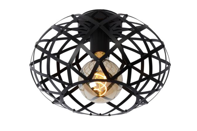 Lucide 'WOLFRAM' Dimmable Stylish Indoor Decorative Flush Ceiling Light 1xE27 in Black - image 1