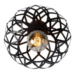 Lucide 'WOLFRAM' Dimmable Stylish Indoor Decorative Flush Ceiling Light 1xE27 in Black - thumbnail 4