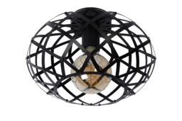 Lucide 'WOLFRAM' Dimmable Stylish Indoor Decorative Flush Ceiling Light 1xE27 in Black - thumbnail 2