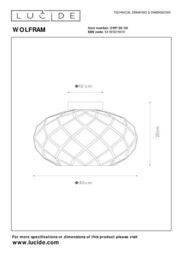 Lucide 'WOLFRAM' Dimmable Stylish Indoor Decorative Flush Ceiling Light 1xE27 in Black - thumbnail 5