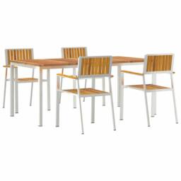 Berkfield Home Elegant 5 Piece Garden Dining Set Solid Wood Acacia in Brown - thumbnail 3