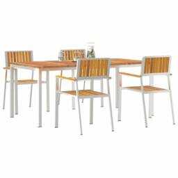 Berkfield Home Elegant 5 Piece Garden Dining Set Solid Wood Acacia in Brown - thumbnail 1