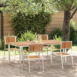 Berkfield Home Elegant 5 Piece Garden Dining Set Solid Wood Acacia in Brown - thumbnail 2
