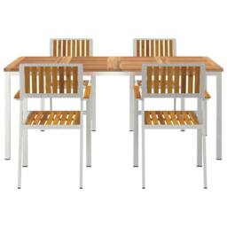 Berkfield Home Elegant 5 Piece Garden Dining Set Solid Wood Acacia in Brown - thumbnail 7