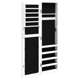 Berkfield Home Mirror Jewellery Cabinet Wall Mounted White 30x8.5x106 cm - thumbnail 5