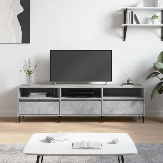 Berkfield Home TV Cabinet Concrete Grey 150x30x44.5 cm Engineered Wood - image 1