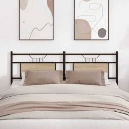 Berkfield Home Headboard Sonoma Oak 160 cm Engineered Wood & Steel in Brown - thumbnail 1