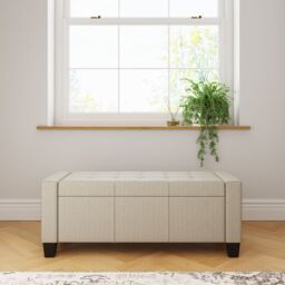GFW Verona Crushed Velvet Storage Ottoman Bench in Natural - thumbnail 3