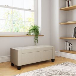 GFW Verona Crushed Velvet Storage Ottoman Bench in Natural - thumbnail 1