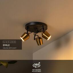 Netlighting Emile Ceiling spotlight Ø23cm 3xGU10 Matt Gold Brass in Black - thumbnail 2