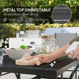 OUTSUNNY 7 PCs Garden Dining Set, Folding Chairs & Metal Top Table in Grey - thumbnail 5
