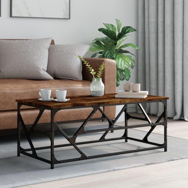 Coffee Table Smoked Oak 100x50x40 cm Engineered Wood - image 1