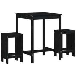 Berkfield Home 3 Piece Garden Bar Set Black Solid Wood Pine