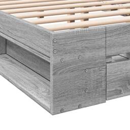 Berkfield Home Modern Bed Frame Frame 135x190 cm Double Sonoma Oak Wood in Grey - Size: King - thumbnail 8