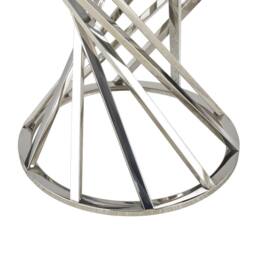 Comfy Living Ltd Round Geometric Design Metal Side Table With Tinted Glass Tempered Top in Silver - Size: 1 Pack - thumbnail 6