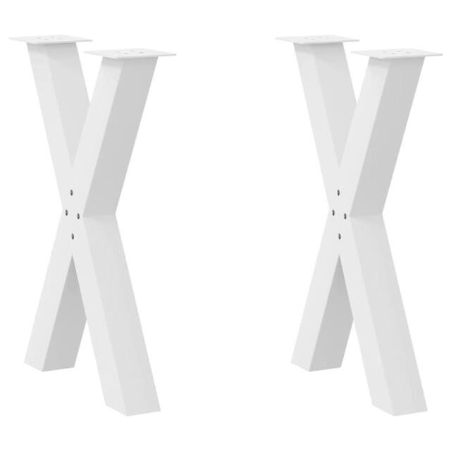Berkfield Home Dining Table Legs X-Shaped 2 pcs White 50x(72-73) cm Steel - image 1