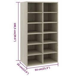 Berkfield Home Shoe Rack Sonoma Oak 54x34x100.5 cm Engineered Wood in Brown - thumbnail 6