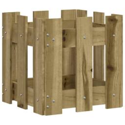 Berkfield Home Garden Planter with Fence Design 30x30x30 cm Impregnated Wood Pine in Brown - Size: 30 x 30 x 30 cm