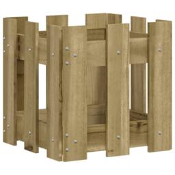 Berkfield Home Garden Planter with Fence Design 30x30x30 cm Impregnated Wood Pine in Brown - Size: 30 x 30 x 30 cm - thumbnail 4