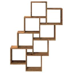 Berkfield Home Wall Cube Shelf Old Wood 90x15x119.5 cm Engineered Wood in Brown - thumbnail 4