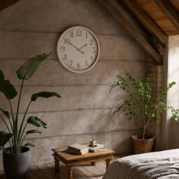 Wyld Haus Minimalist White Wall Clock with Bold Grey Numbers - thumbnail 1