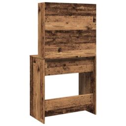 Berkfield Home Dressing Table with Mirror Old Wood 74.5x40x141 cm in Brown - thumbnail 6