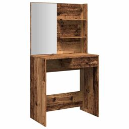 Berkfield Home Dressing Table with Mirror Old Wood 74.5x40x141 cm in Brown - thumbnail 2