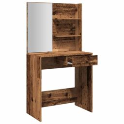 Berkfield Home Dressing Table with Mirror Old Wood 74.5x40x141 cm in Brown - thumbnail 7