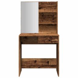 Berkfield Home Dressing Table with Mirror Old Wood 74.5x40x141 cm in Brown - thumbnail 4