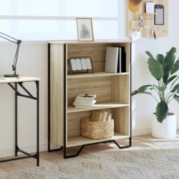 Berkfield Home Bookcase Sonoma Oak 80x31x106 cm Engineered Wood in Brown - Size: 80 x 31 x 106 cm - thumbnail 3