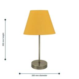 First Choice Lighting Antique Brass Stick Table Lamp with Ochre Fabric Shade in Bronze - thumbnail 4