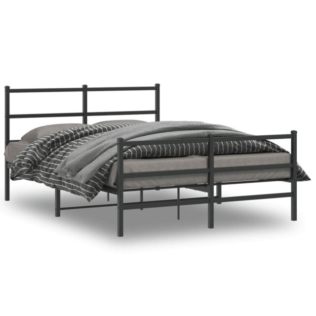 Berkfield Home Metal Bed Frame without Mattress with Footboard¬†Black 135x190cm in Black - Size: 135x190 cm - image 1