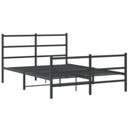 Berkfield Home Metal Bed Frame without Mattress with Footboard¬†Black 135x190cm in Black - Size: 135x190 cm - thumbnail 2