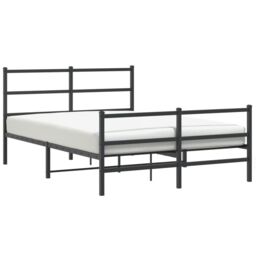 Berkfield Home Metal Bed Frame without Mattress with Footboard¬†Black 135x190cm in Black - Size: 135x190 cm - thumbnail 4