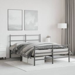 Berkfield Home Metal Bed Frame without Mattress with Footboard¬†Black 135x190cm in Black - Size: 135x190 cm - thumbnail 3
