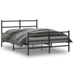 Berkfield Home Metal Bed Frame without Mattress with Footboard¬†Black 135x190cm in Black - Size: 135x190 cm - thumbnail 1