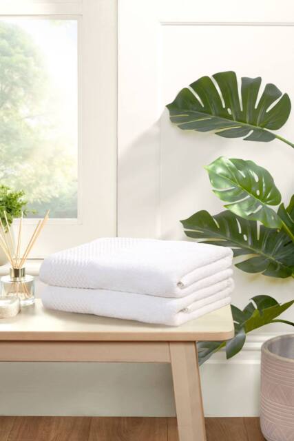 Rapport Home Eden Weave Pure Cotton Face, Hand, Bath Towel & Bath Sheet Set in White - image 1