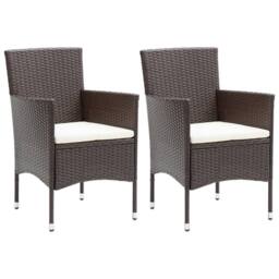 Berkfield Home Garden Dining Chairs 2 pcs Poly Rattan Brown - thumbnail 2
