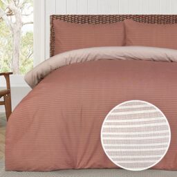 Smart Living Luxury Microfiber Duvet Cover with Pillowcase & Fitted Sheet Complete Set in Burnt Orange - Size: Single - thumbnail 5