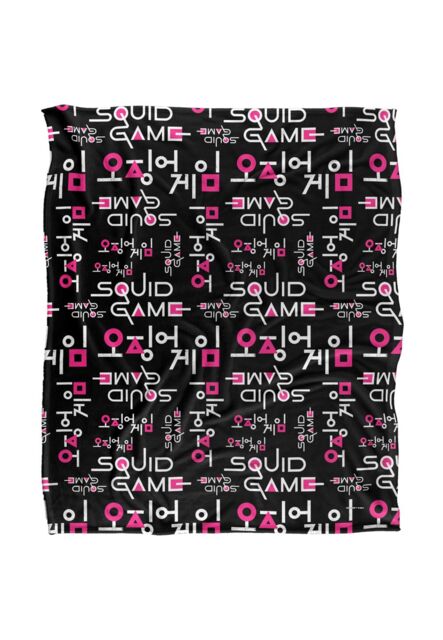 Netflix Squid Game Logo Pattern Officially Licensed Silky Touch Super Soft Throw Blanket 152 x 127 cm in White - image 1