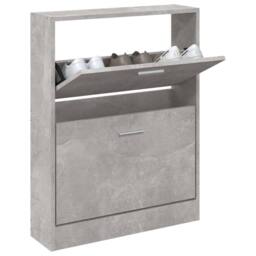 Berkfield Home Shoe Cabinet Concrete Grey 59x17x81 cm Engineered Wood - Size: 59 x 17 x 81 cm - thumbnail 3