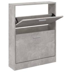 Berkfield Home Shoe Cabinet Concrete Grey 59x17x81 cm Engineered Wood - Size: 59 x 17 x 81 cm - thumbnail 1