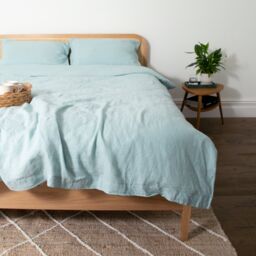 Native Natural Aqua Super King 100% Linen Duvet Cover (260x220cm) in Blue - thumbnail 1