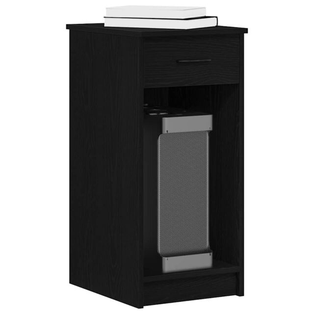 Berkfield Home Computer Tower Stand with Drawer Black 35x45x77 cm - Size: 35 x 45 x 77 cm - image 1
