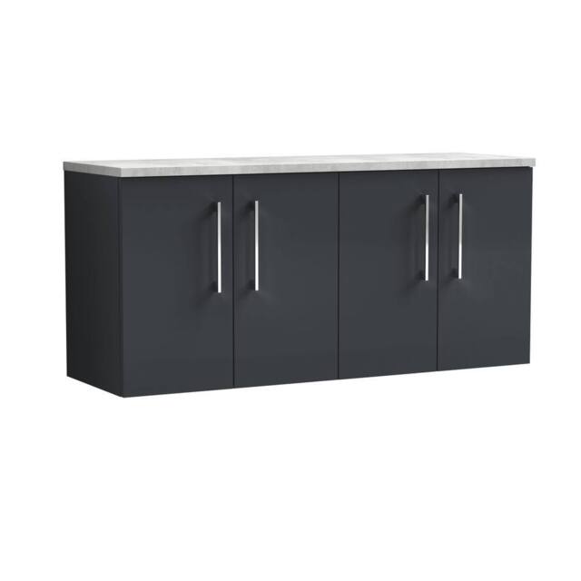 Balterley Level 1200mm Wall Hung 4 Door Unit with Laminate Worktop - Dark Grey - image 1