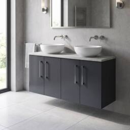 Balterley Level 1200mm Wall Hung 4 Door Unit with Laminate Worktop - Dark Grey - thumbnail 4