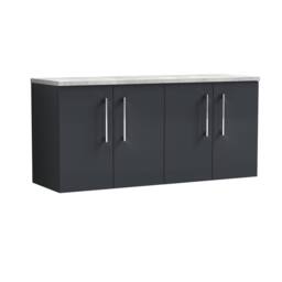 Balterley Level 1200mm Wall Hung 4 Door Unit with Laminate Worktop - Dark Grey - thumbnail 1